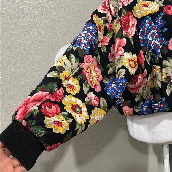 Vintage Liz Claiborne Floral Puffy Bomber Jacket Floral Women's Bomber Jacket - Picture 7 of 16